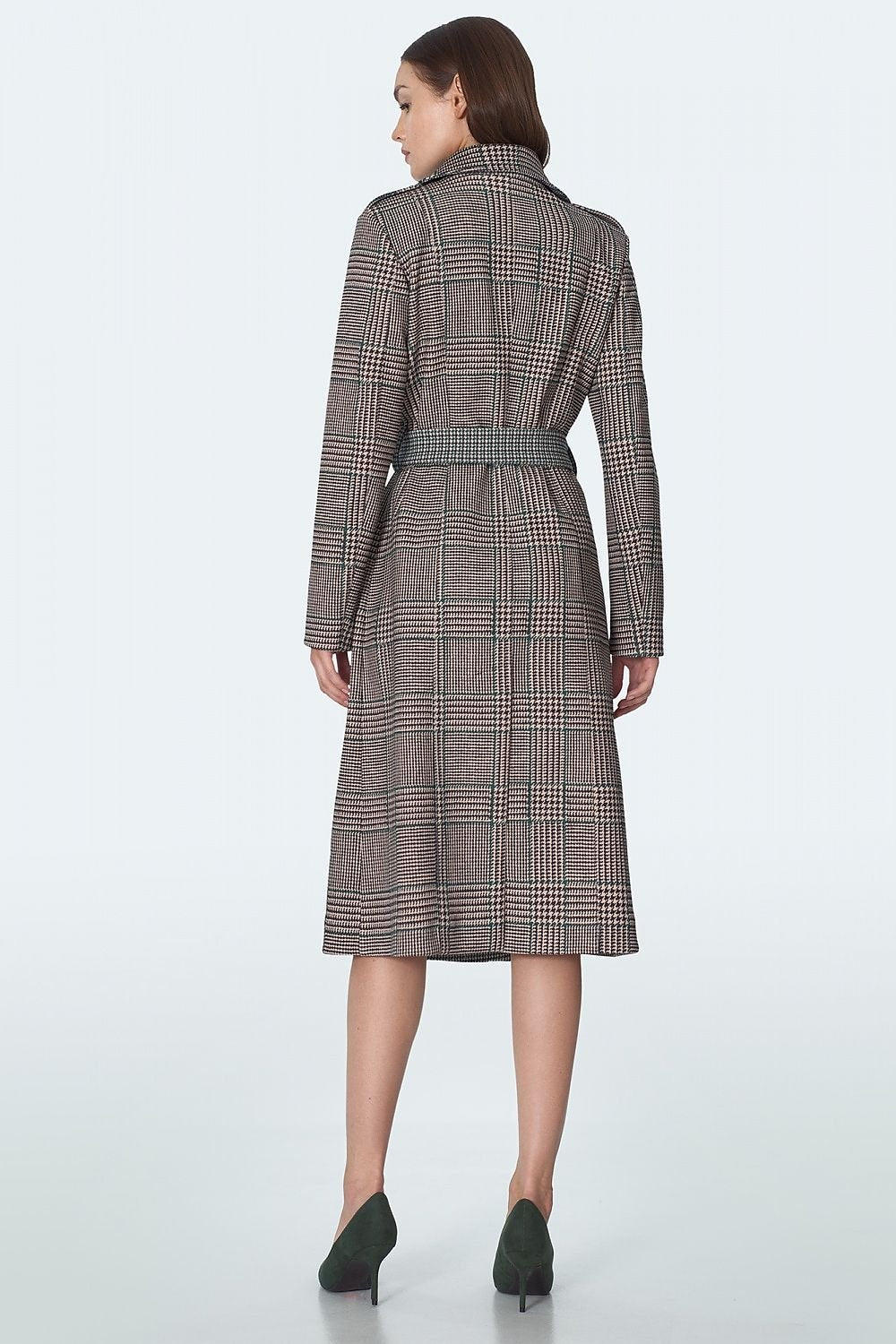 SHIRLYN Women's Checked Coat, Classic Waist-Defining Design, Autumn-Winter Must-Have