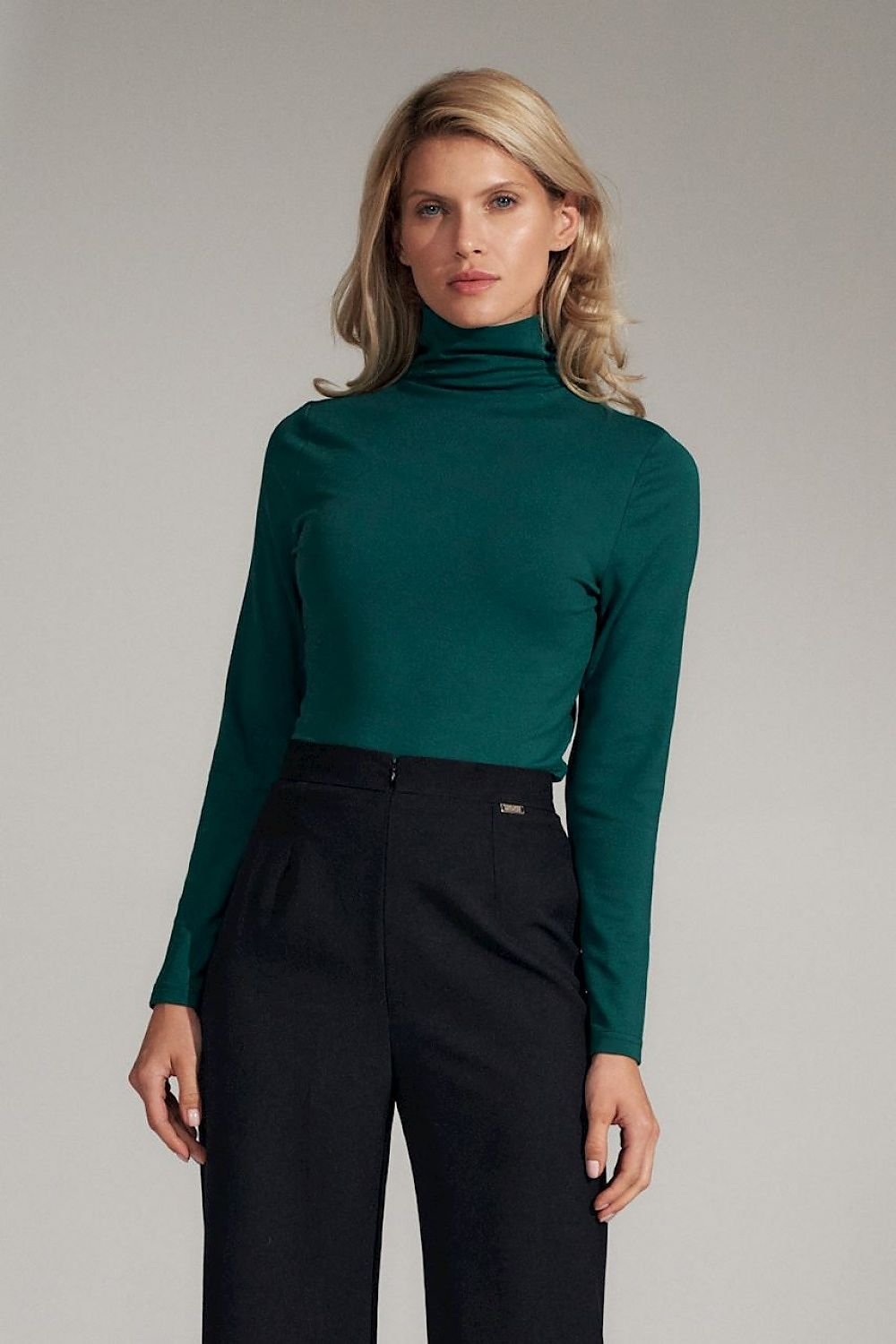 SHIRLYN Black Classic Turtleneck Blouse - Timeless Style