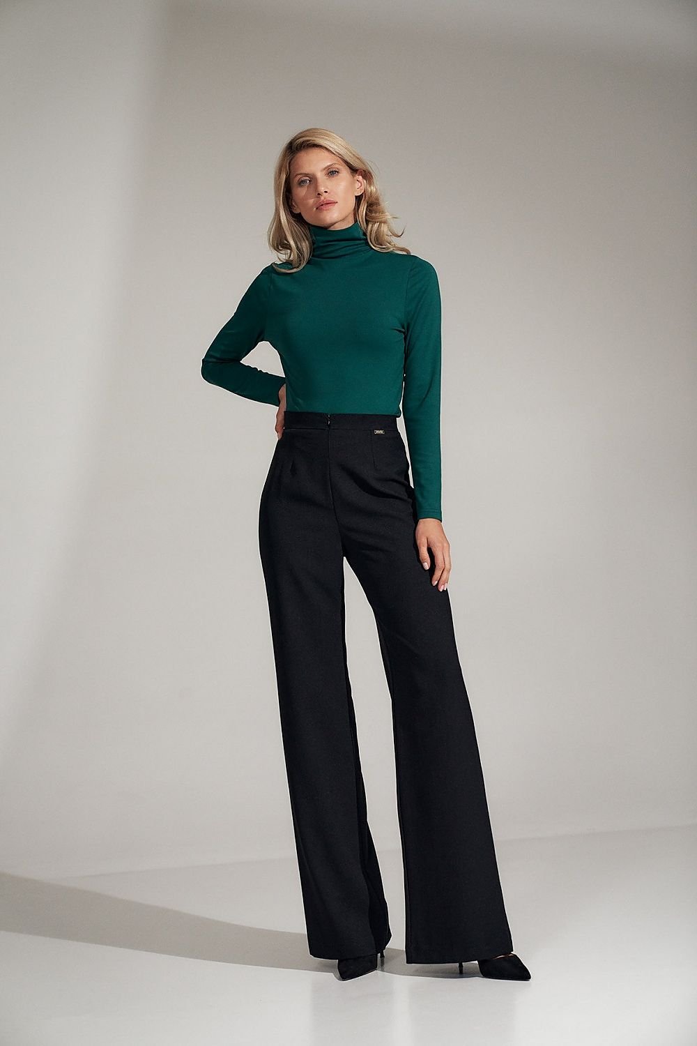 SHIRLYN Black Classic Turtleneck Blouse - Timeless Style