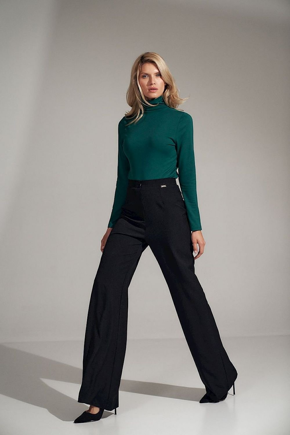 SHIRLYN Black Classic Turtleneck Blouse - Timeless Style