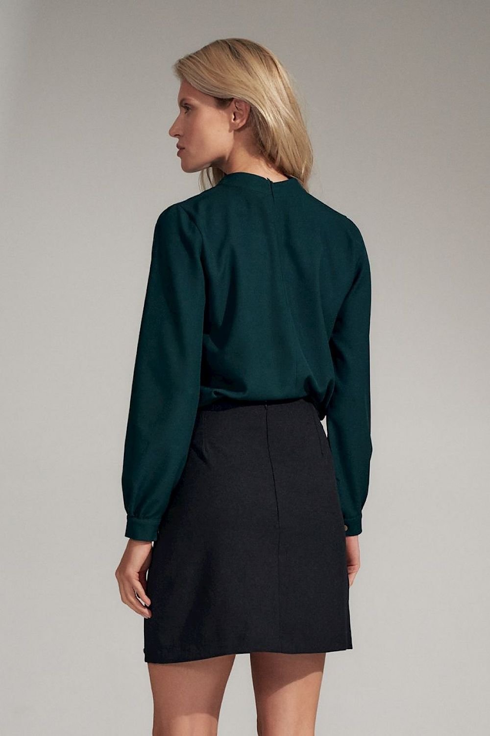 SHIRLYN Black Collar Blouse - Elegant Pleated Sleeves