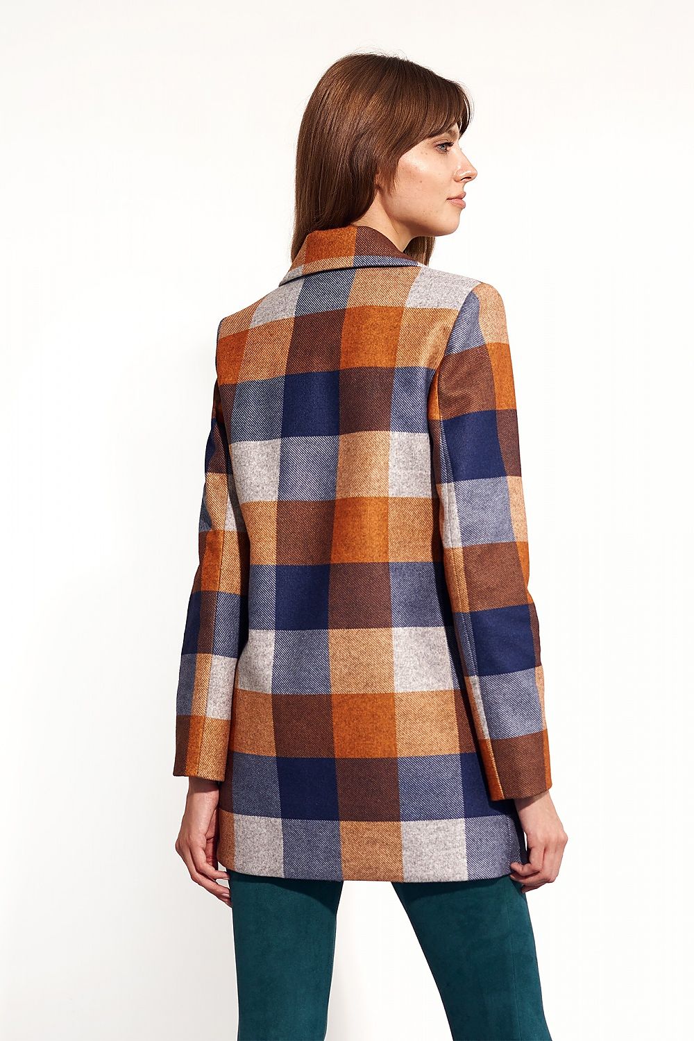 SHIRLYN Women's Checked Coat, Double-Breasted, Autumn Essential