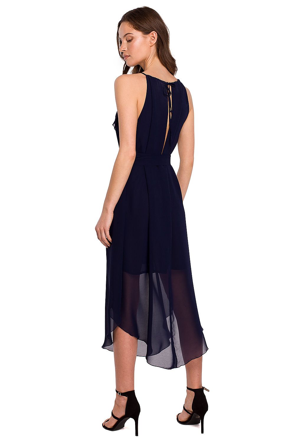 SHIRLYN Romantic Ruffle Chiffon Dress with Tie Belt