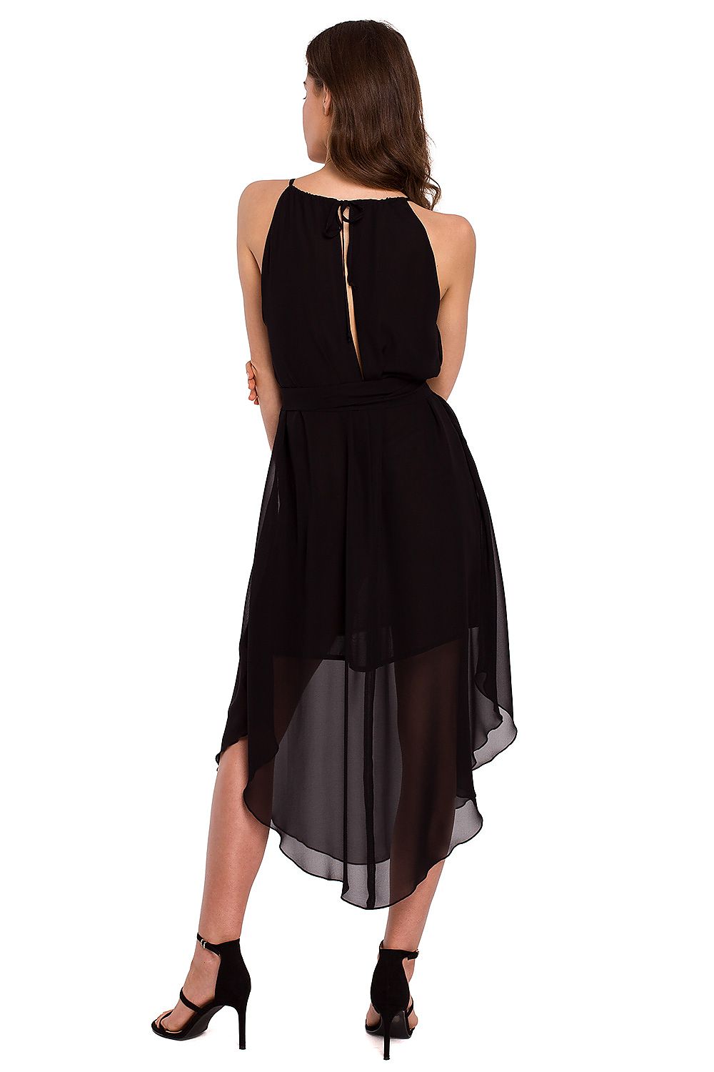 SHIRLYN Romantic Ruffle Chiffon Dress with Tie Belt