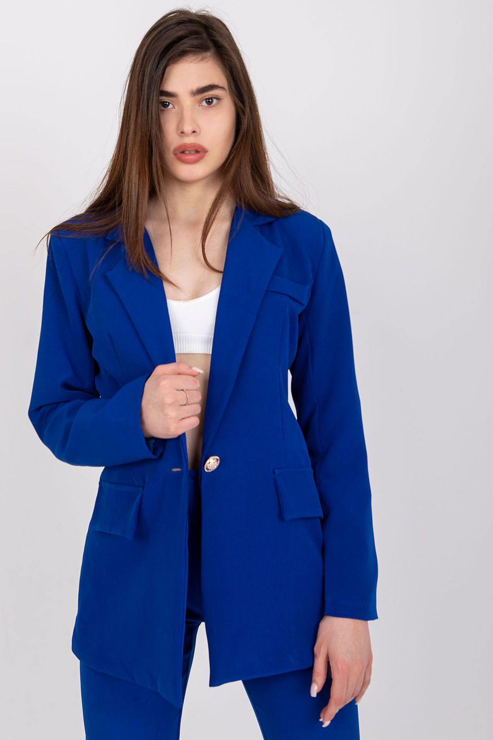 SHIRLYN Ladies' Long-Sleeved Jacket - Button Fastening & Shoulder Cushions