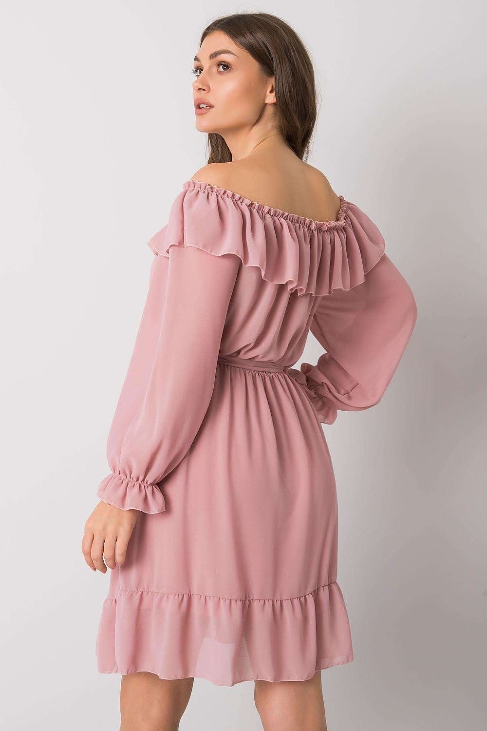 SHIRLYN Spanish Style Dress with Long Sleeves and Decorative Frills