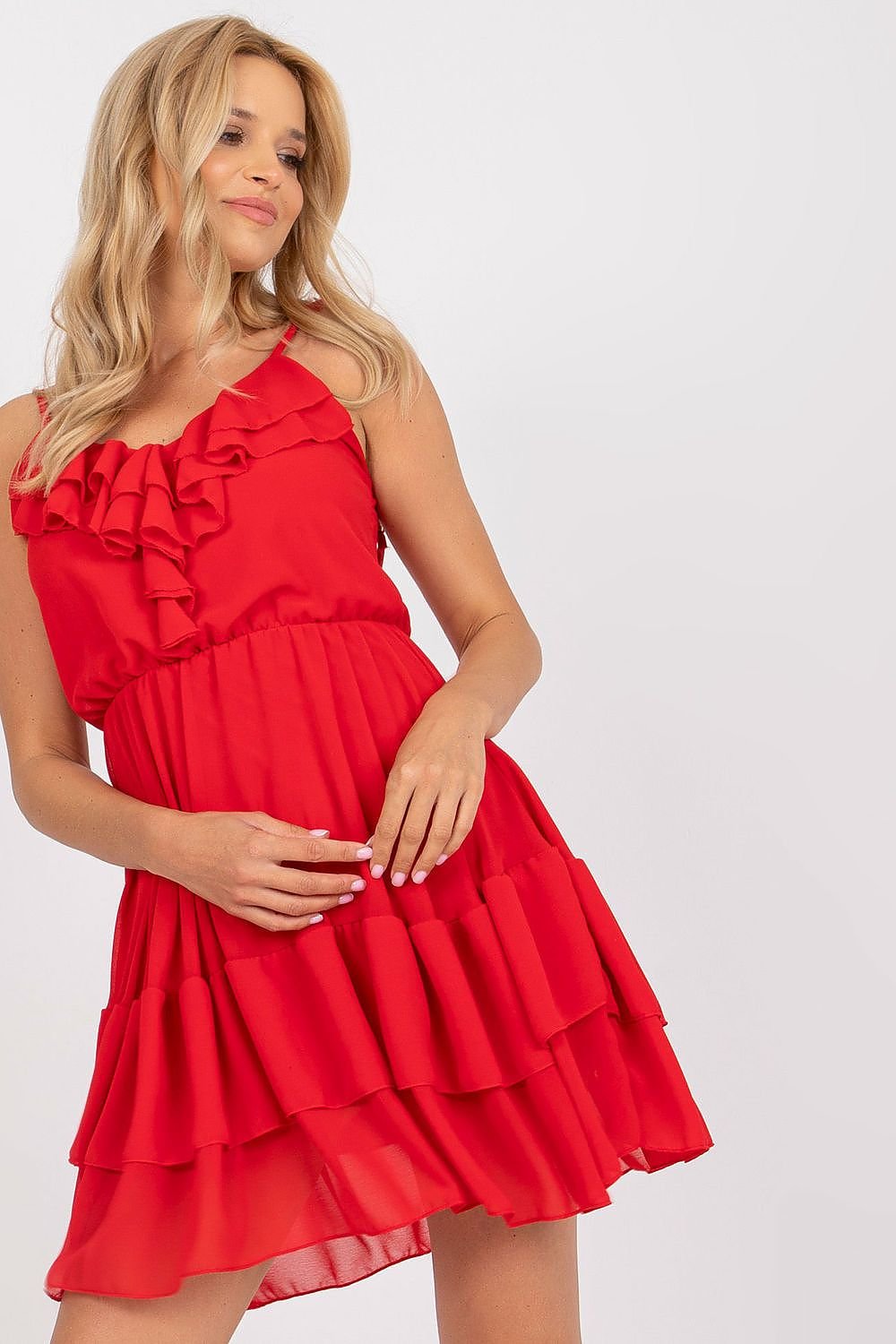 SHIRLYN Summer Dress with Straps and Decorative Frills