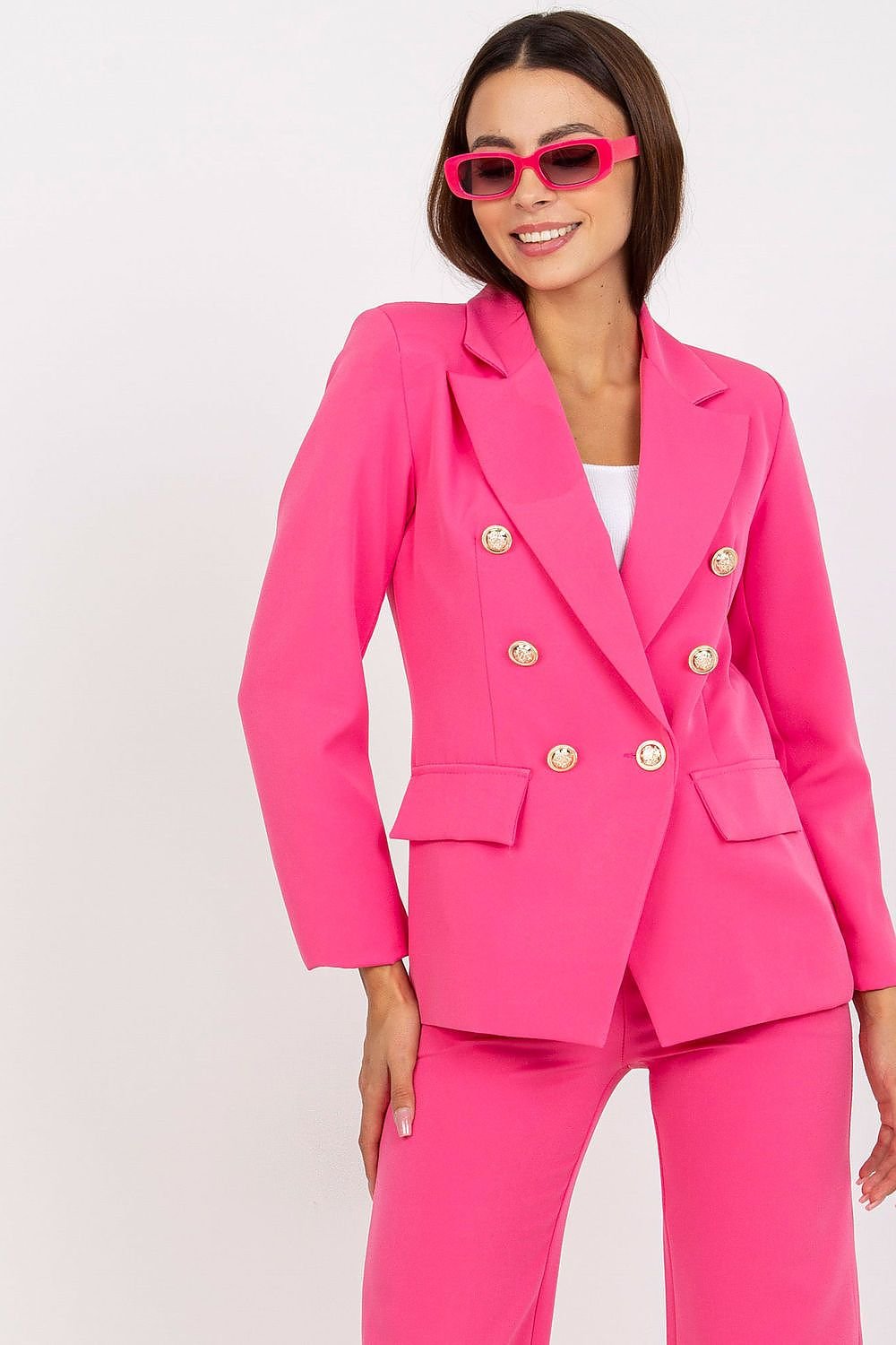 SHIRLYN Ladies' Long-Sleeved Jacket with Button Fastening and Shoulder Cushions