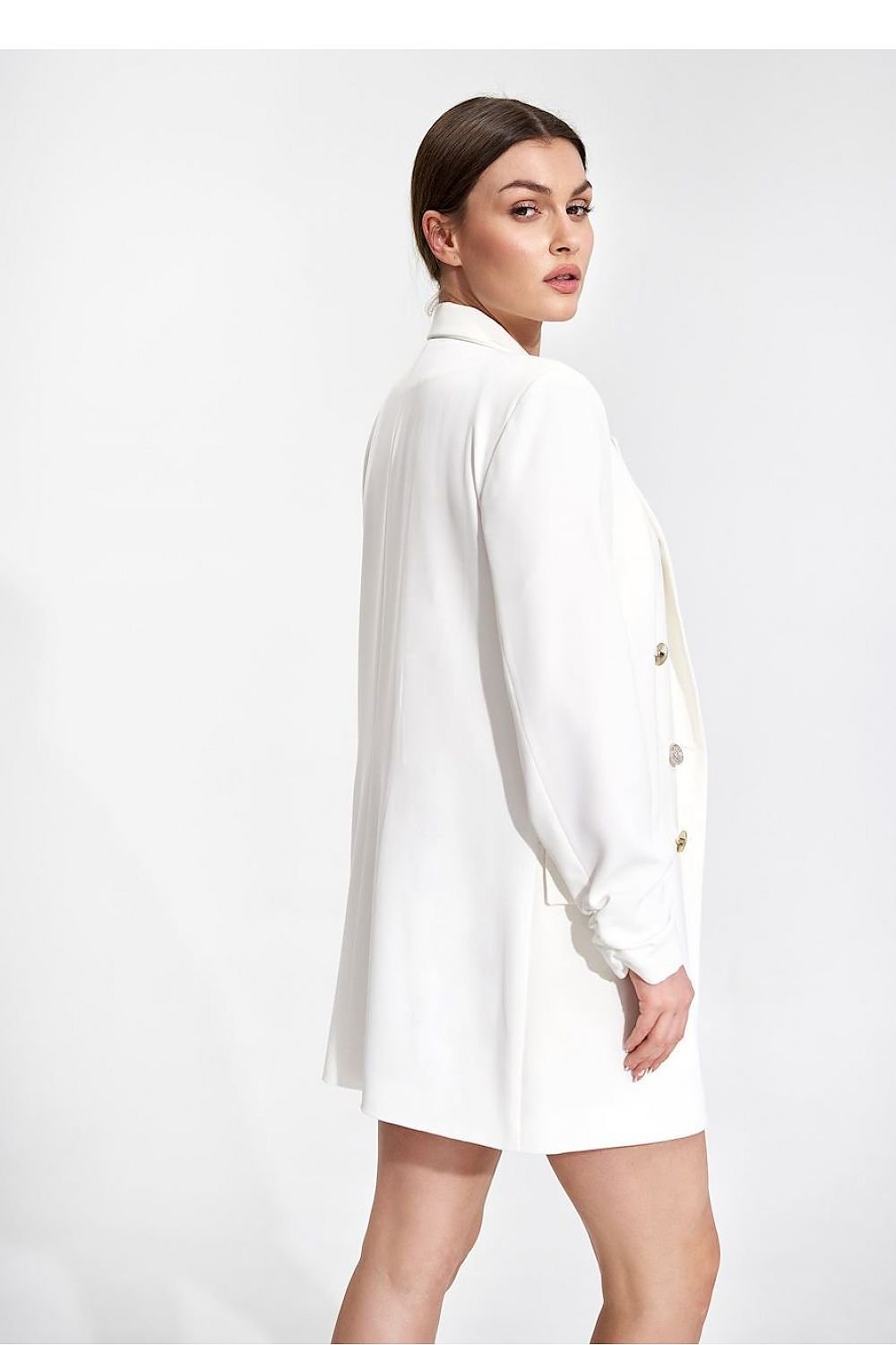 SHIRLYN Long Jacket with Double-Breasted Buttons and Flap Pockets