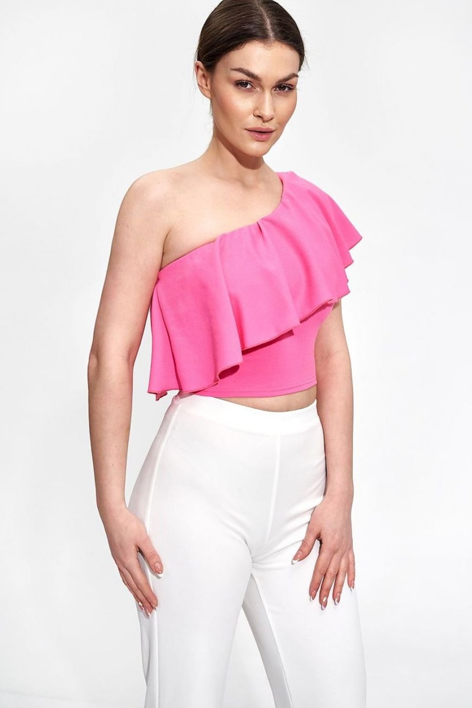 SHIRLYN One Shoulder Ruffle Crop Top - Stylish & Chic