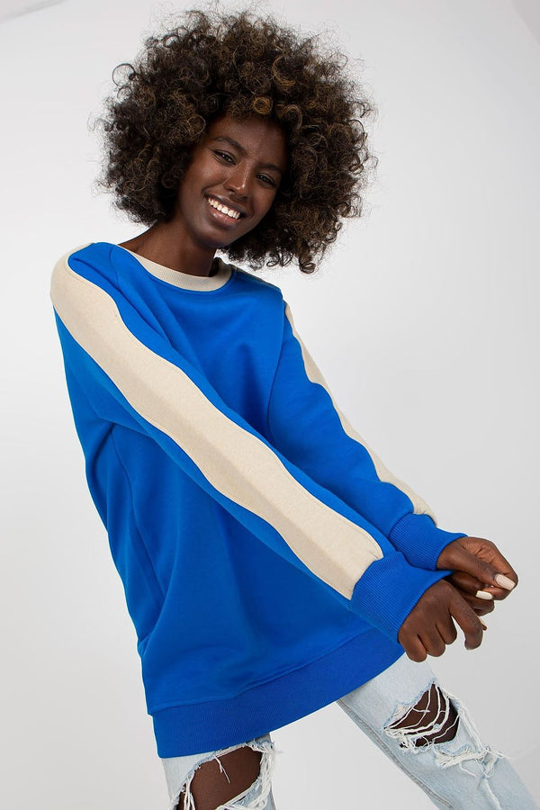 SHIRLYN Extended Cut Sweatshirt with Contrasting Stripes