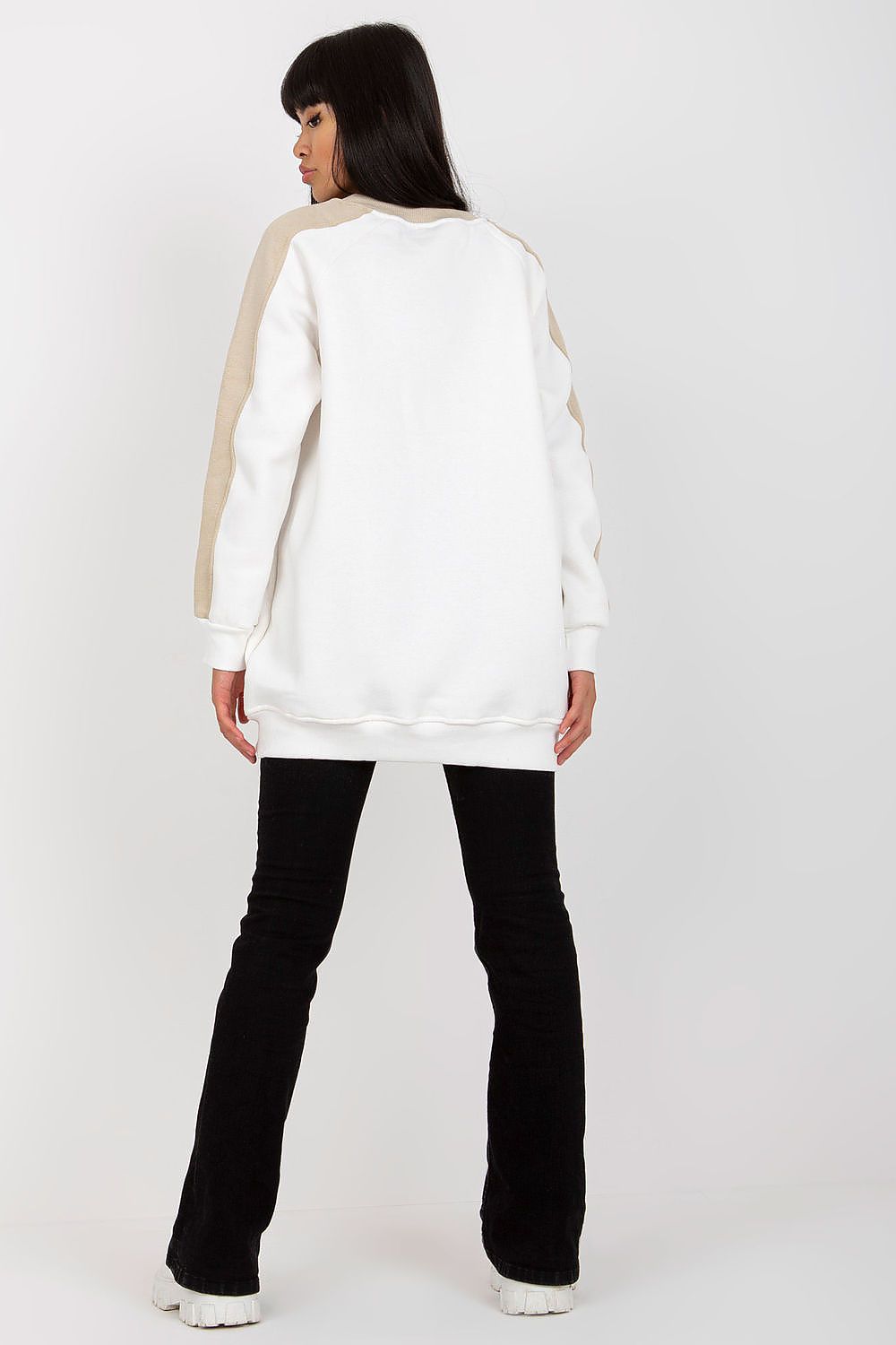 SHIRLYN Extended Cut Sweatshirt with Contrasting Stripes