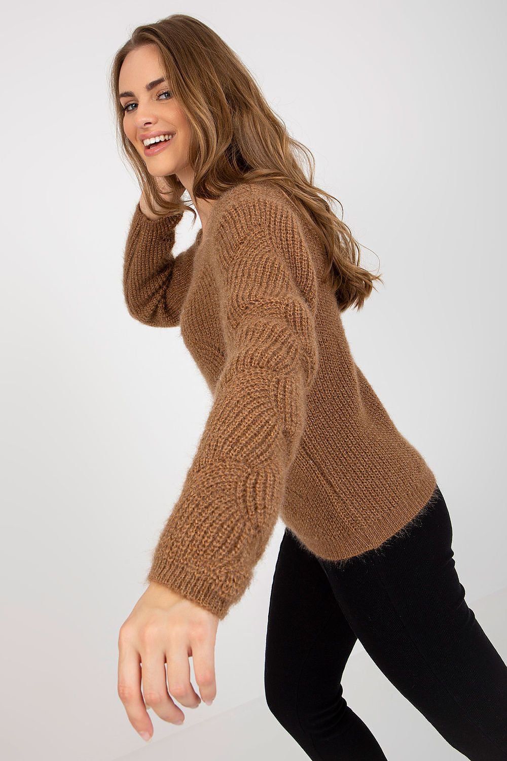 SHIRLYN Openwork Sweater - Long Sleeve Boat Neckline