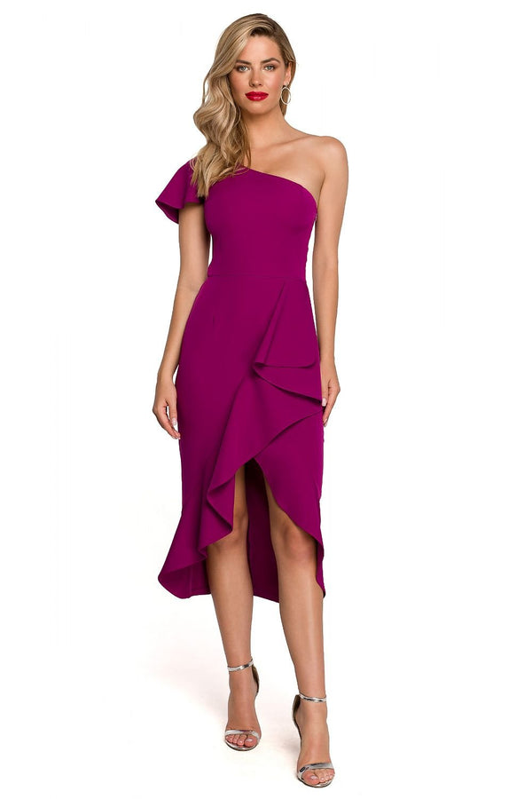 SHIRLYN One Shoulder Dress with Fine Overlap Bottom