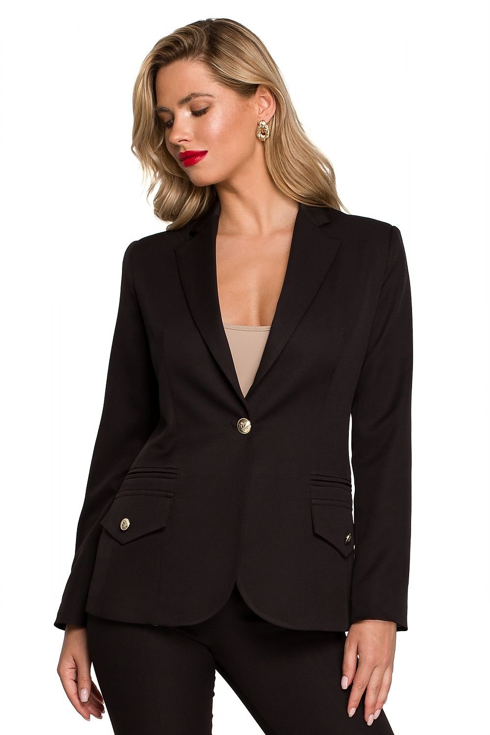 SHIRLYN Elegant Lined Jacket with Metal Buttons