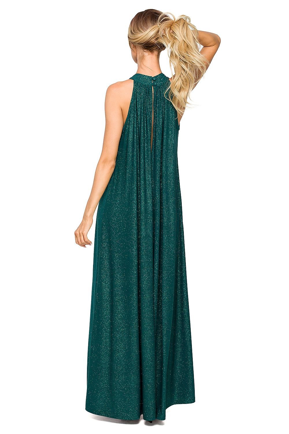 SHIRLYN Flared Maxi Dress - Halter Neckline & Tie Belt