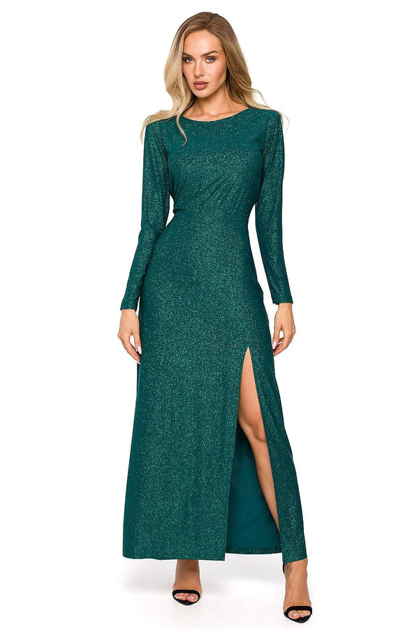 SHIRLYN Elegant Evening Dress - Brocade Fabric & Leg Slit