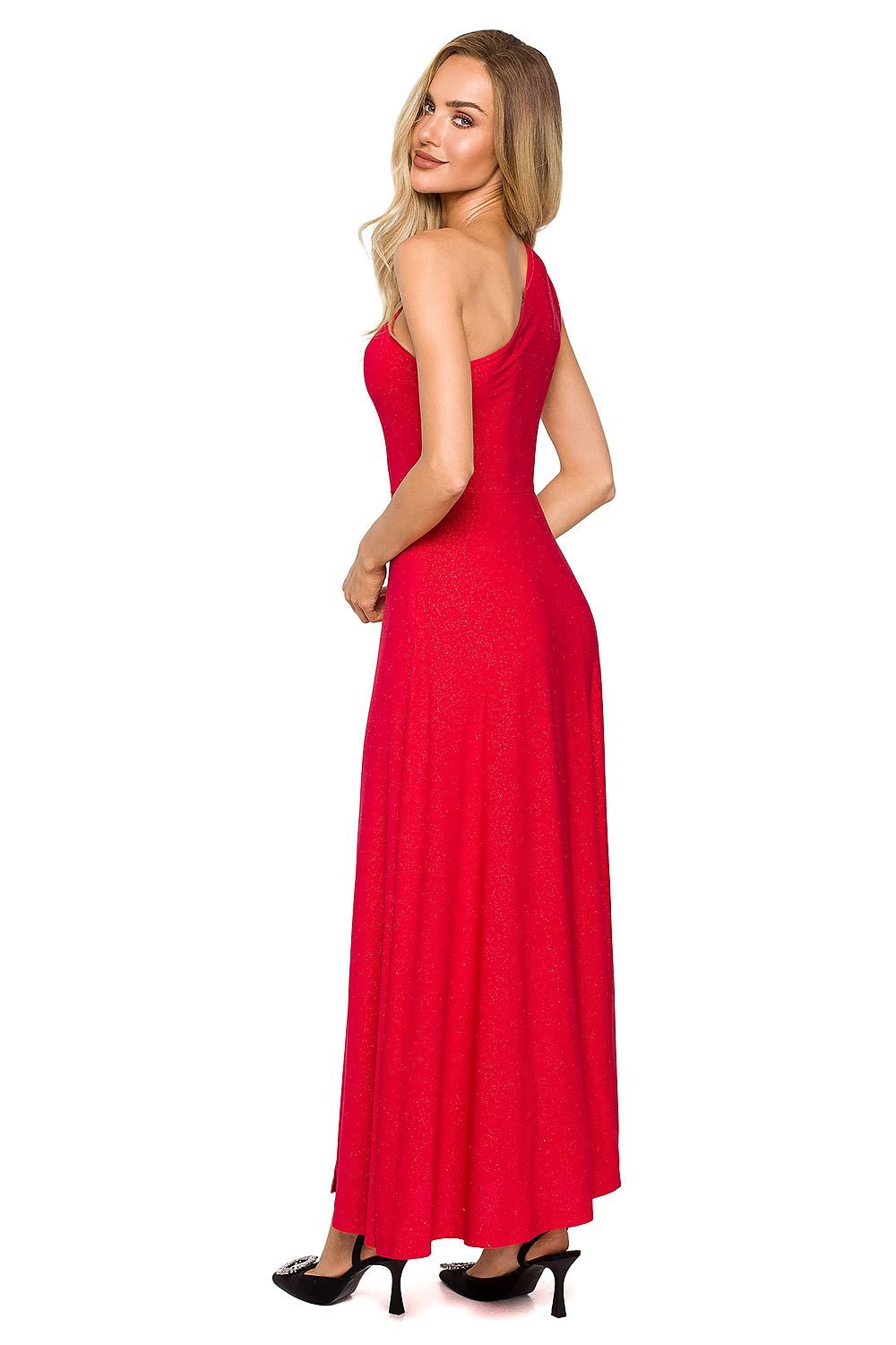 SHIRLYN One-Shoulder Brocade Evening Dress - High Leg Slit & Sexy Cutout