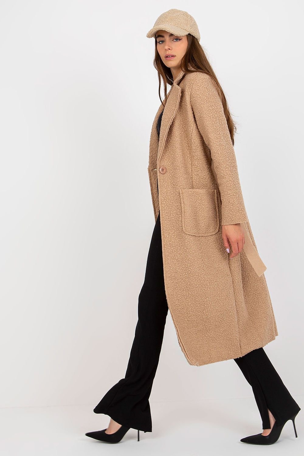 SHIRLYN Women's Coat - Buttoned, Unlined with Tie Belt & Patch Pockets