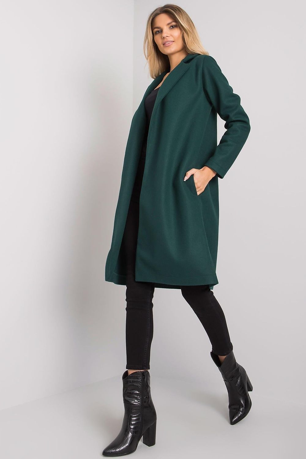 SHIRLYN Women's Unlined Unbuttoned Coat - Shoulder Details & Pockets