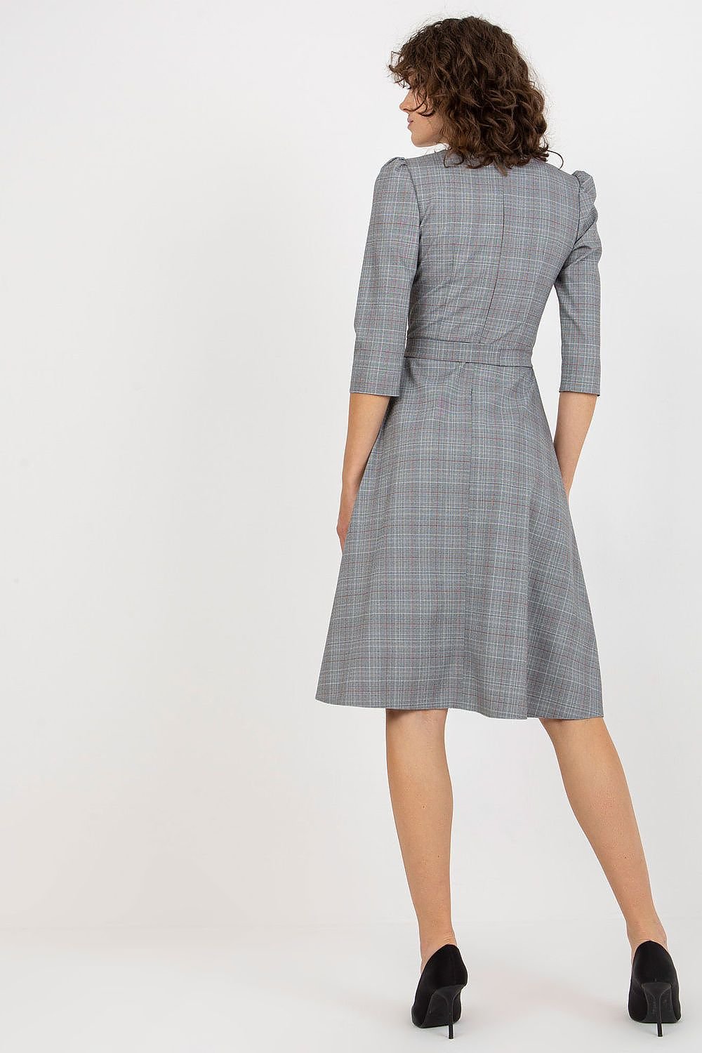 Chic Checkered Zip Dress with Tie Waist