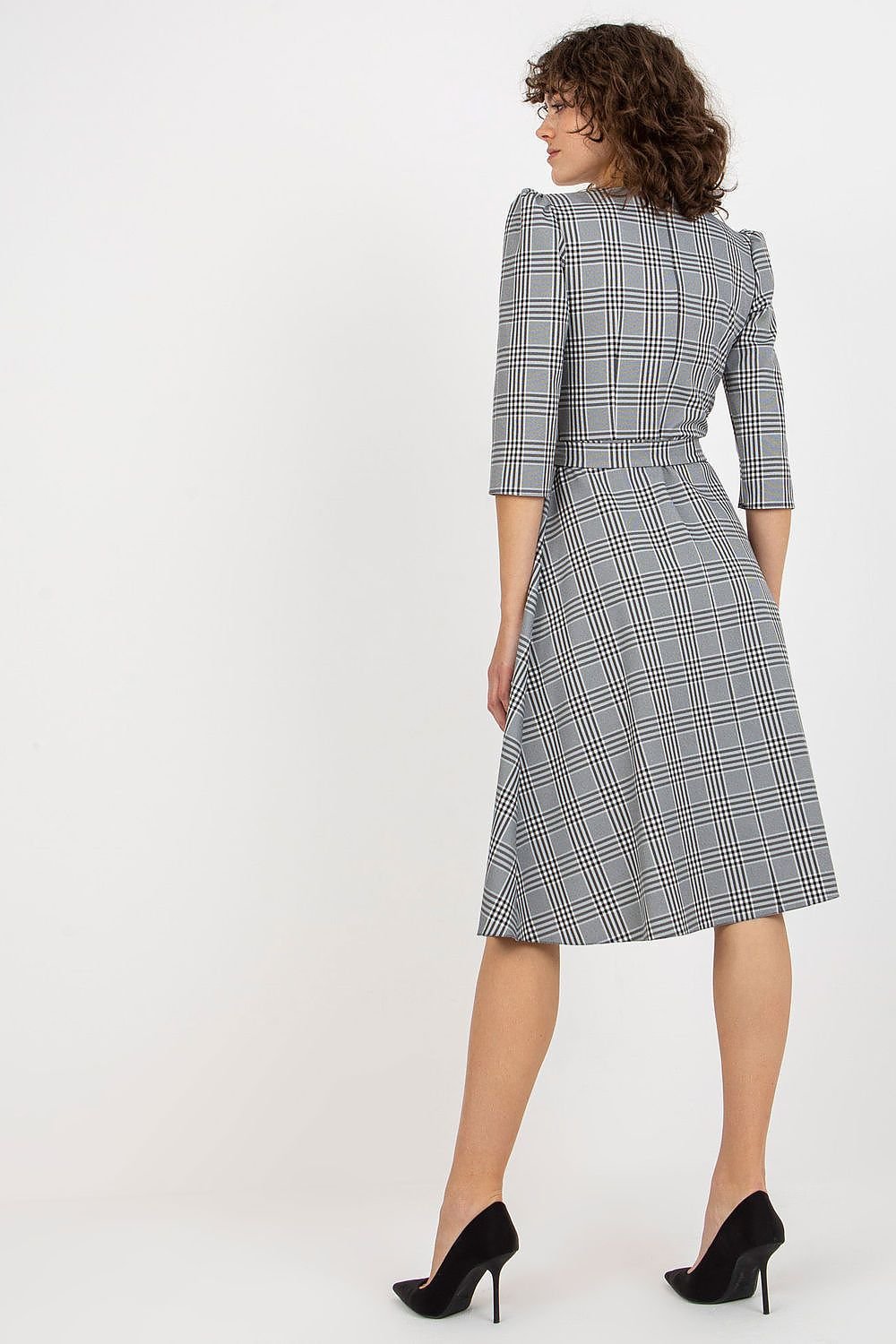 Chic Checkered Zip Dress with Tie Waist