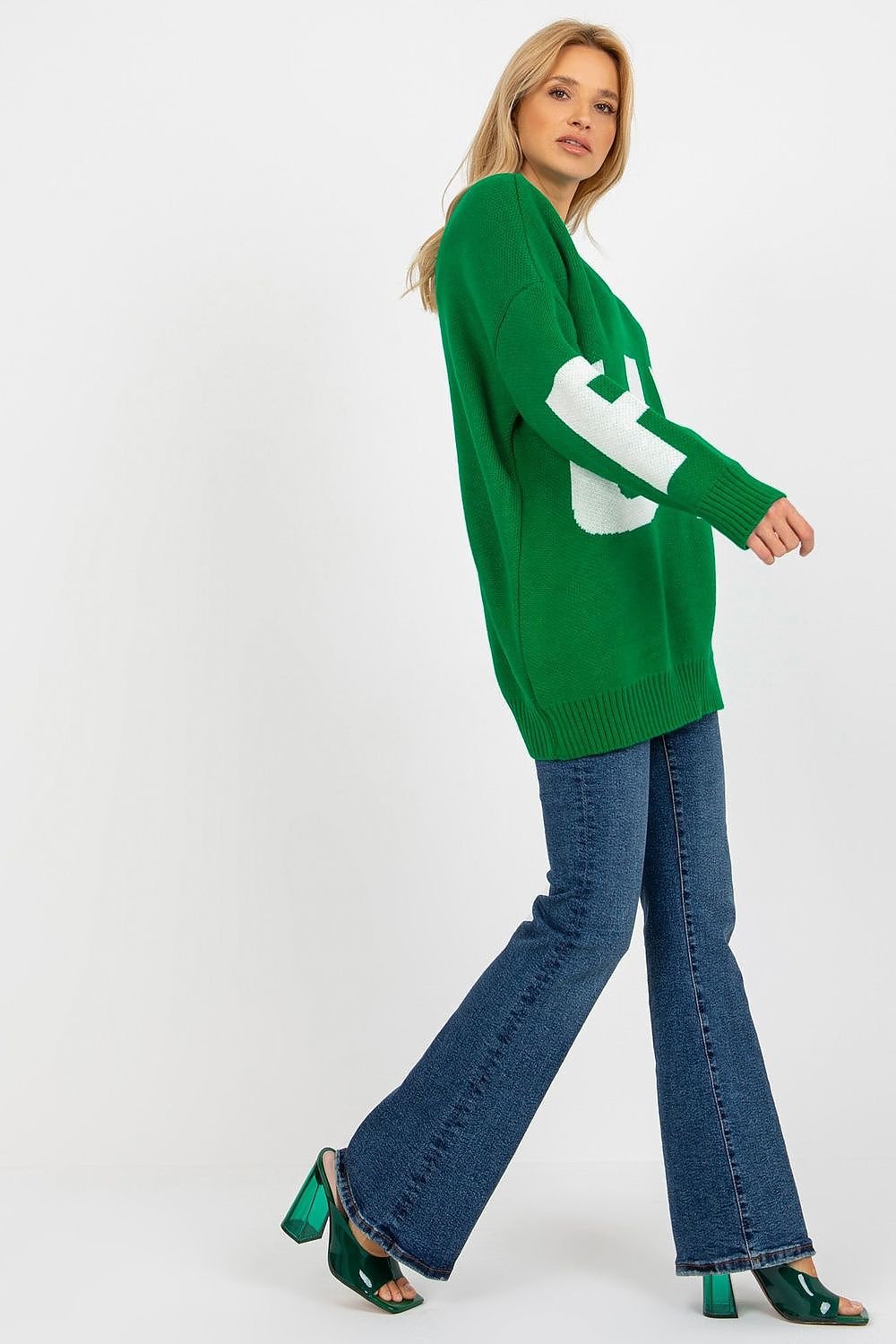 Extended Cut Women's Sweater with Decorative Lettering