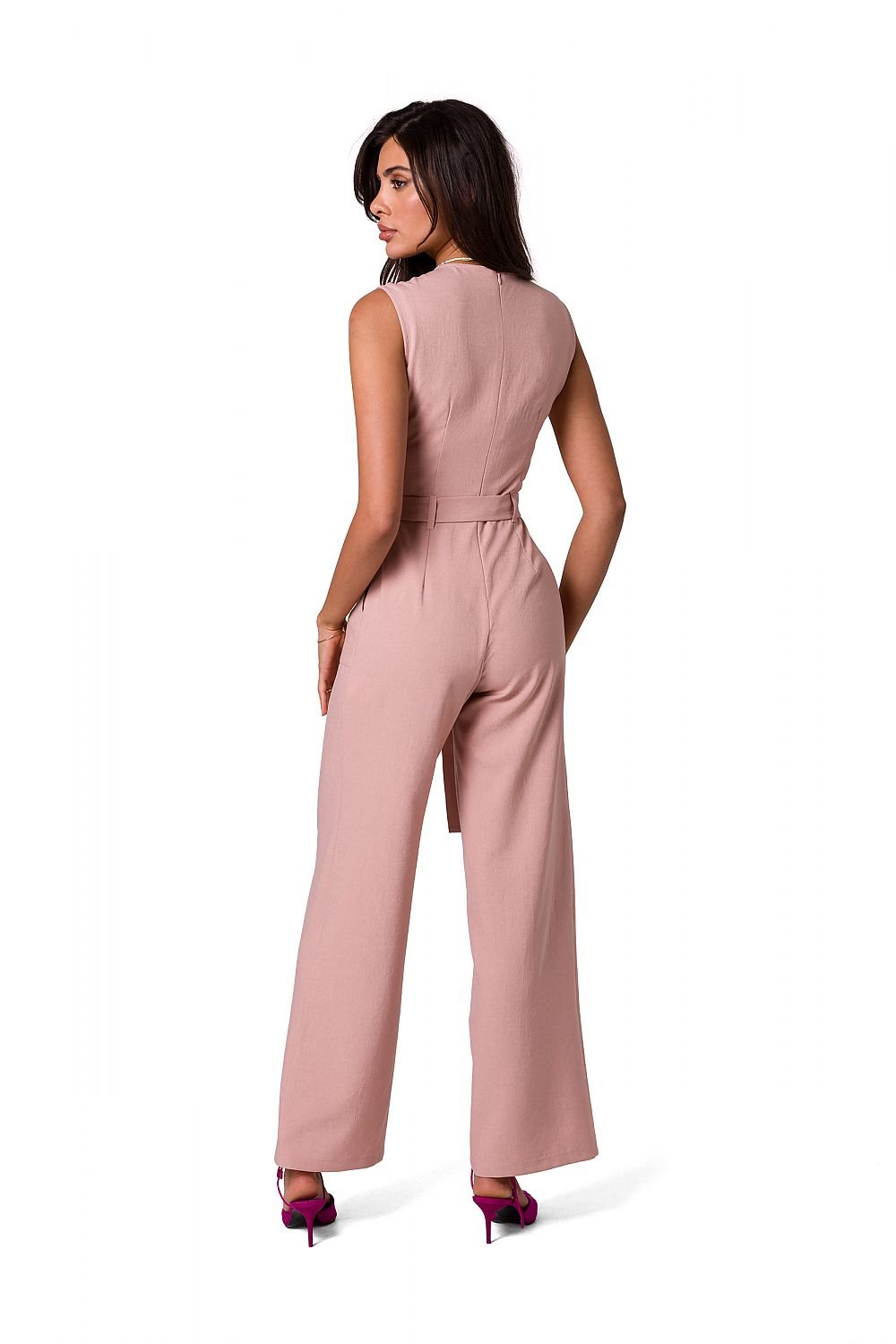 SHIRLYN Sleeveless Jumpsuit - Patch Pockets with Tie Belt