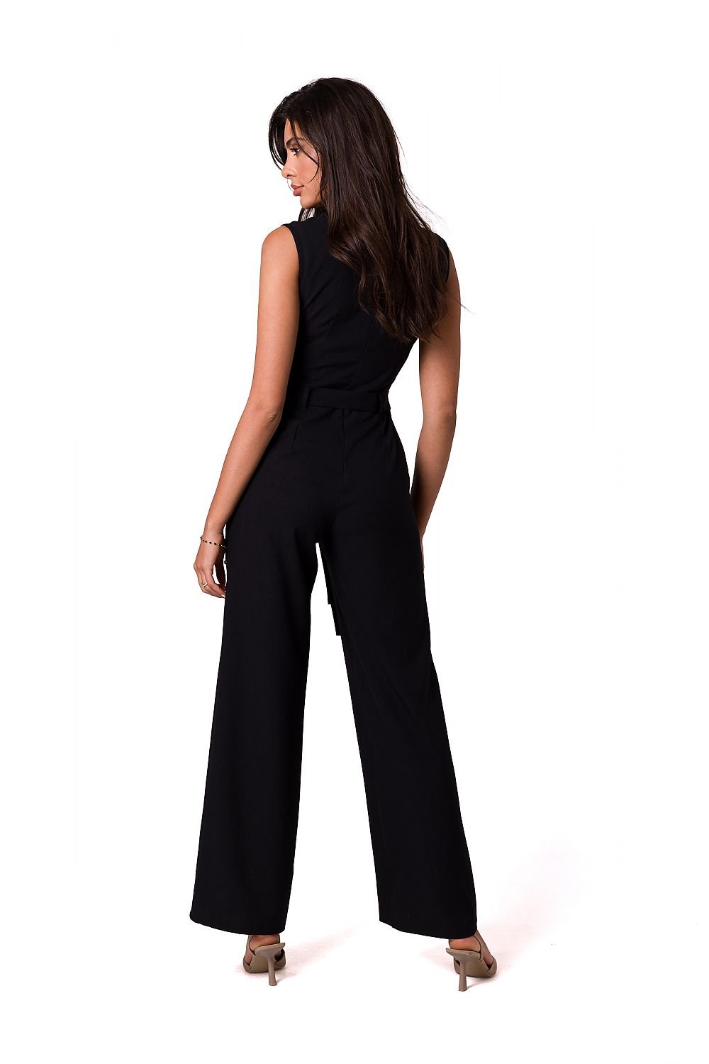 SHIRLYN Sleeveless Jumpsuit - Patch Pockets with Tie Belt