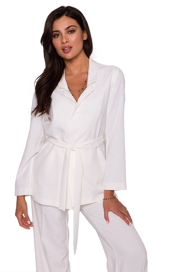 SHIRLYN Summer Classic Unbuttoned Jacket - Lightweight with Belt