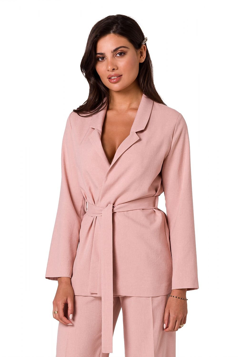 SHIRLYN Summer Classic Unbuttoned Jacket - Lightweight with Belt