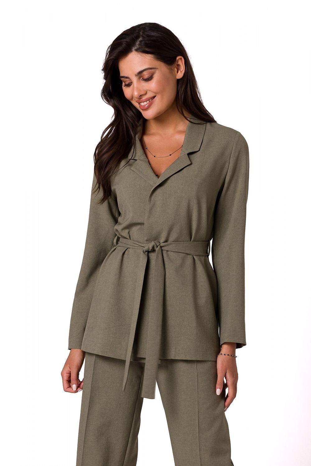 SHIRLYN Summer Classic Unbuttoned Jacket - Lightweight with Belt