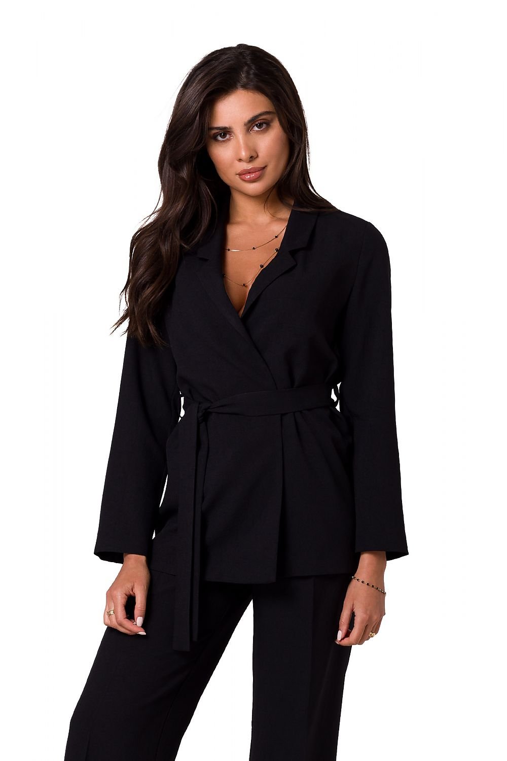 SHIRLYN Summer Classic Unbuttoned Jacket - Lightweight with Belt