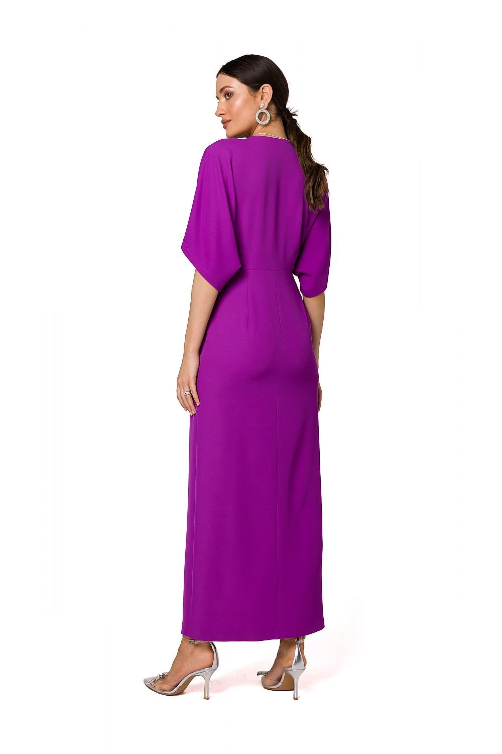 SHIRLYN Elegant Evening Dress - High Leg Slit & Kimono Sleeves