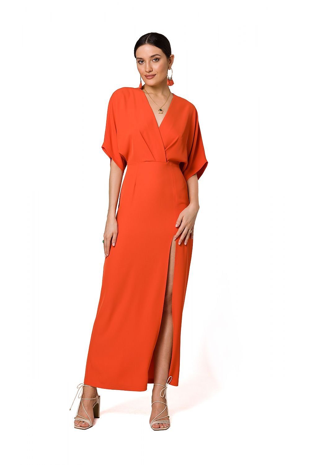 SHIRLYN Elegant Evening Dress - High Leg Slit & Kimono Sleeves