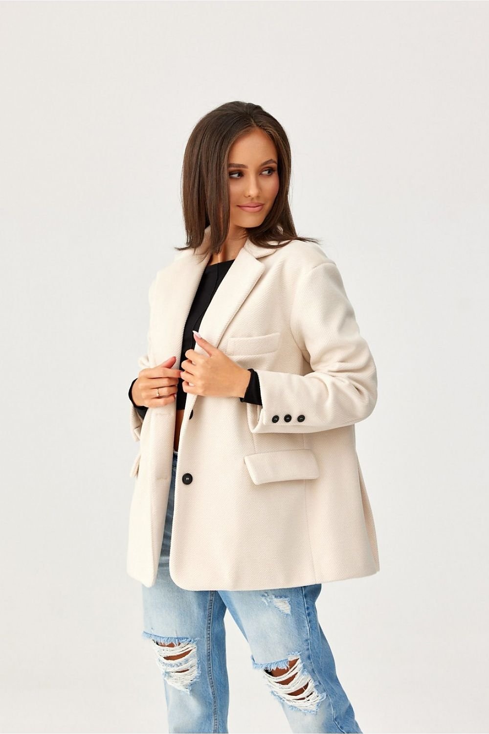 SHIRLYN Voluminous Women's Jacket with Decorative Collar and Cuffs