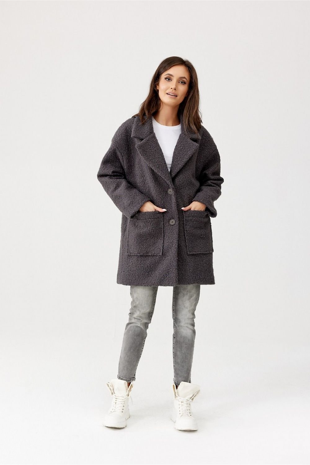 SHIRLYN Sanchez Long Jacket with Wide Form and Buttoned Closure