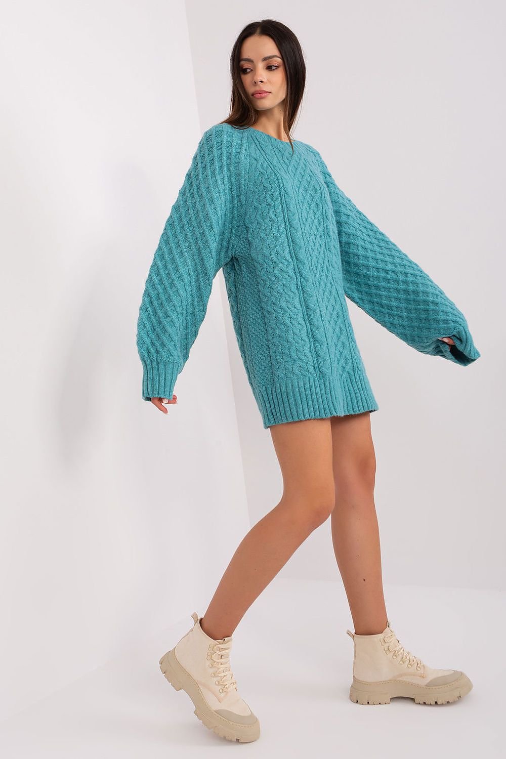 SHIRLYN Oversized Long Sweater - Variegated Texture & Comfort