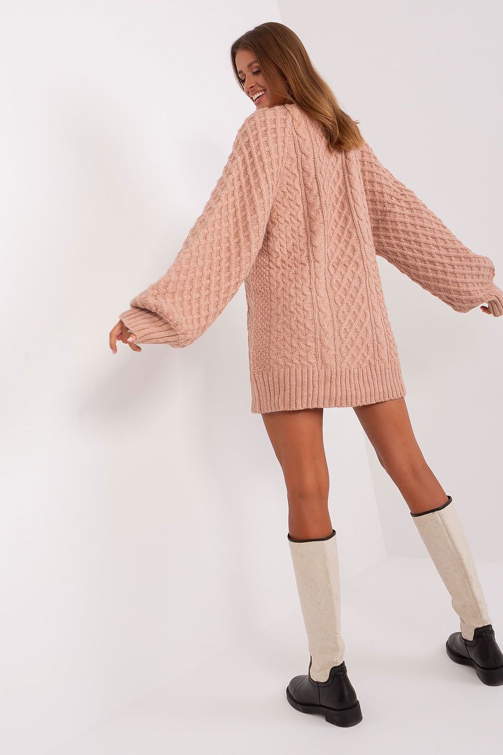 SHIRLYN Oversized Long Sweater - Variegated Texture & Comfort