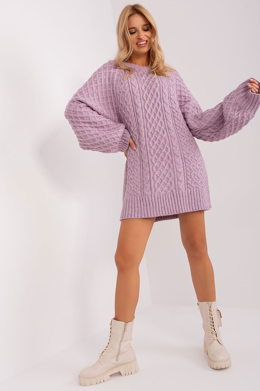 SHIRLYN Oversized Long Sweater - Variegated Texture & Comfort