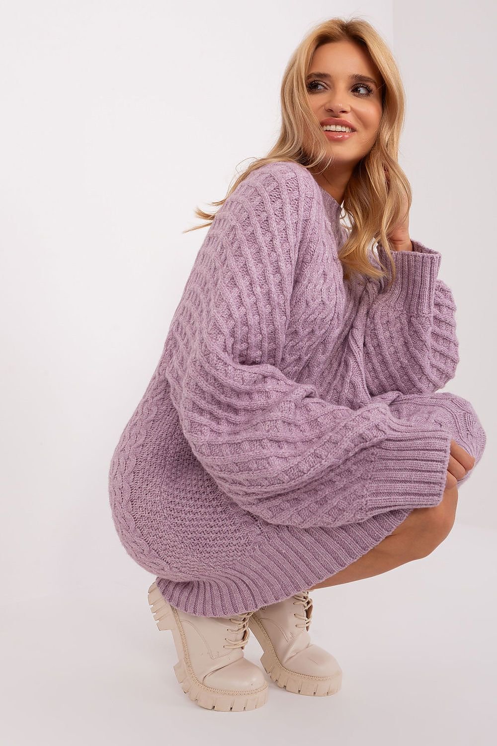 SHIRLYN Oversized Long Sweater - Variegated Texture & Comfort