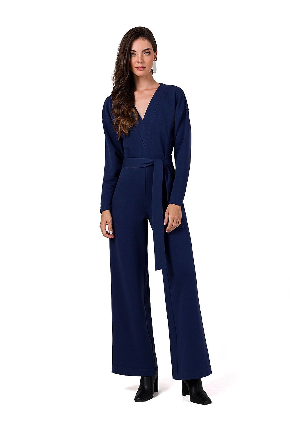 SHIRLYN Knit Jumpsuit - Belt & V Neckline