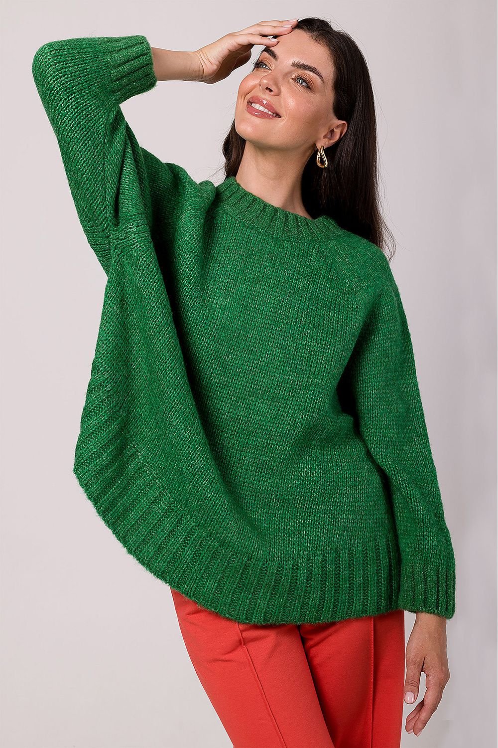 SHIRLYN Loose Women's Sweater - Wide Sleeves & Ribbed Yarn