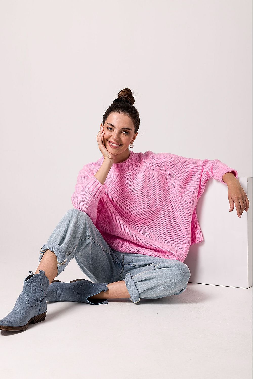 SHIRLYN Loose Women's Sweater - Wide Sleeves & Ribbed Yarn