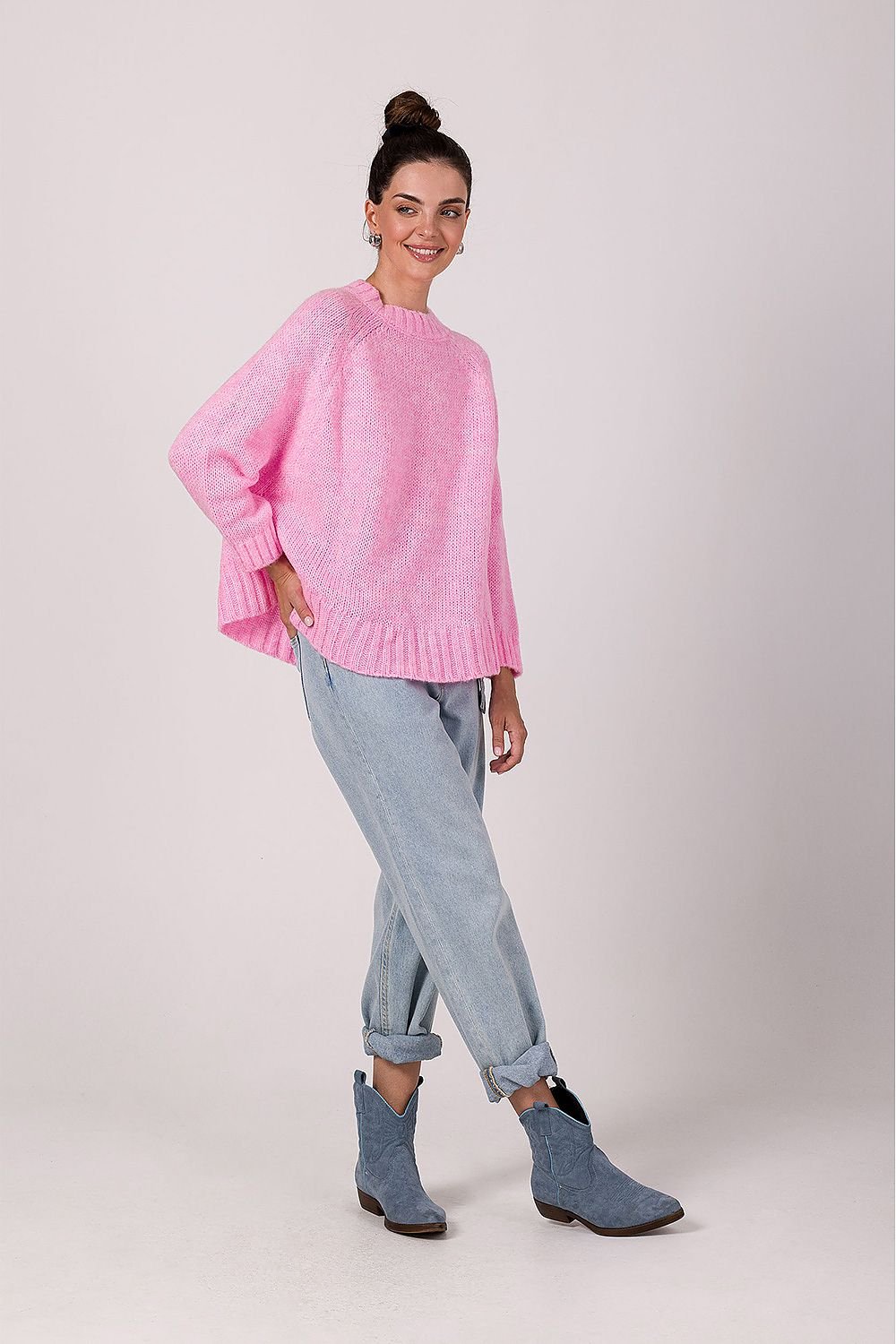 SHIRLYN Loose Women's Sweater - Wide Sleeves & Ribbed Yarn