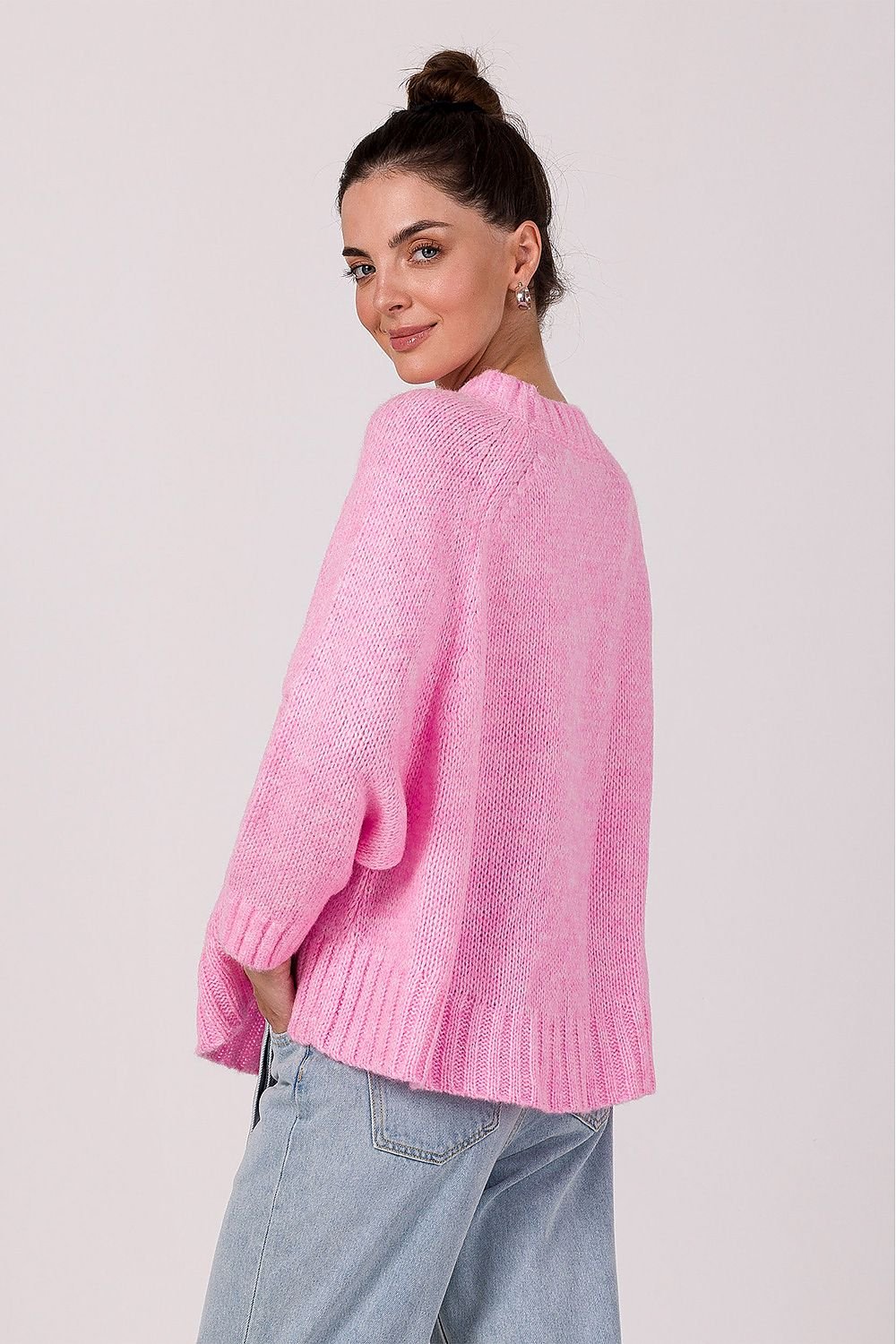 SHIRLYN Loose Women's Sweater - Wide Sleeves & Ribbed Yarn