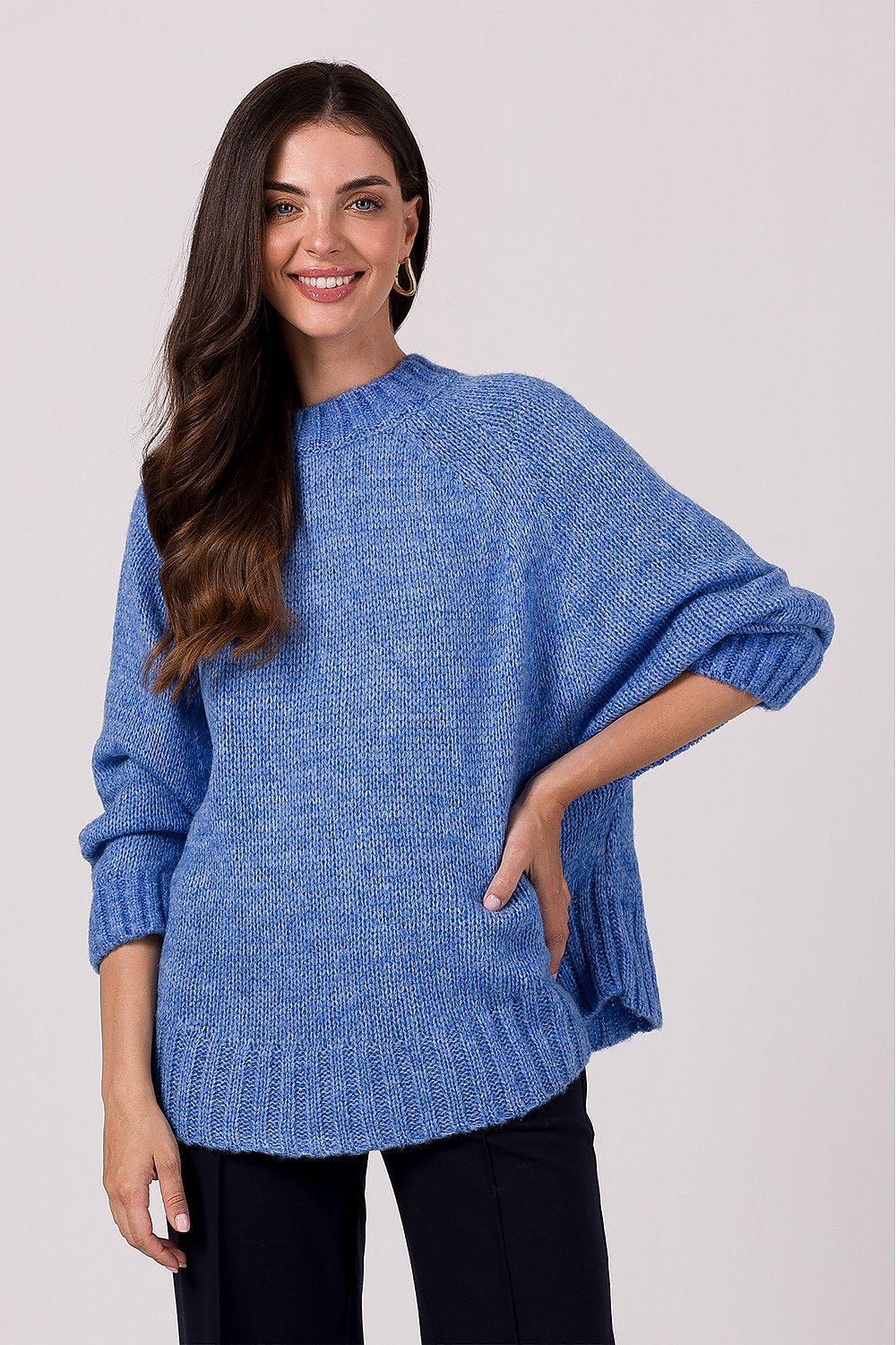 SHIRLYN Loose Women's Sweater - Wide Sleeves & Ribbed Yarn