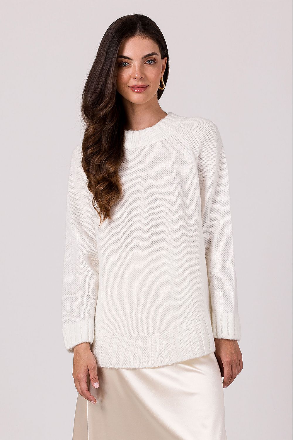 SHIRLYN Loose Women's Sweater - Wide Sleeves & Ribbed Yarn