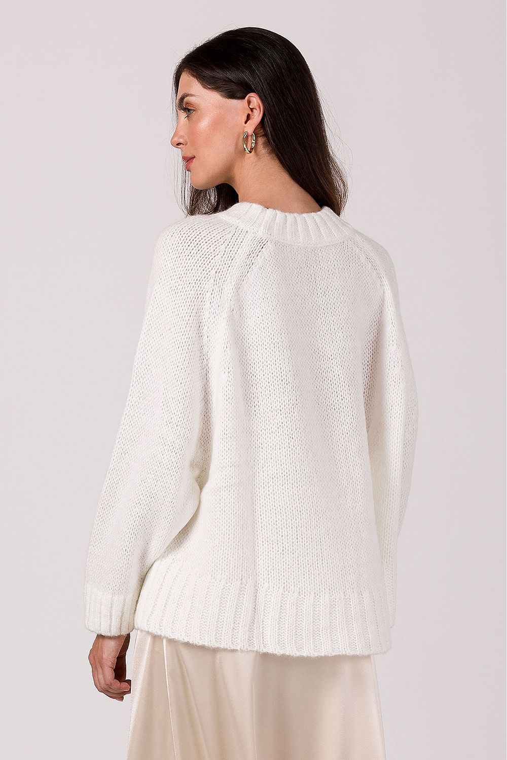 SHIRLYN Loose Women's Sweater - Wide Sleeves & Ribbed Yarn