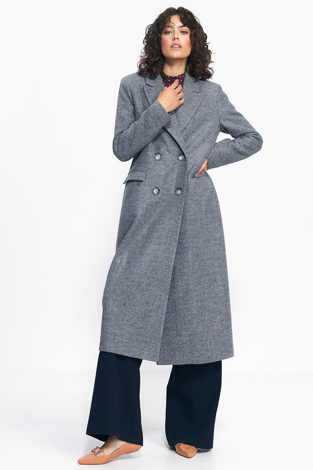 SHIRLYN Oversize Black Coat - Elegant, Double-Row Buttoned for Fall